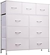 WLIVE Fabric Dresser for Bedroom with 9 Drawers, Tall Chest of Drawers, Storage Tower, Organizer ...