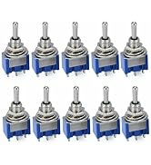 10 Pieces of 6A/125V 3A/250V ON/Off/ON 3-Terminal 3-Position SPDT Toggle Switch with Single Conne...