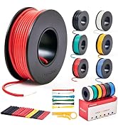 22 AWG Silicone Hook Up Wire Kit 22 Gauge Stranded Tinned Copper Silicone Coated, 6 Colors (Black...