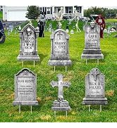 Arosche Halloween Decorations Outdoor Funny Graveyard Tombstone Yard Signs 6Pcs with Stakes Cemet...