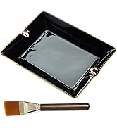 Large Cigar Ashtray,Ceramic Cigar Ashtray with Cleaning Brush,Gilt Cigar Ashtray for Indoor and O...