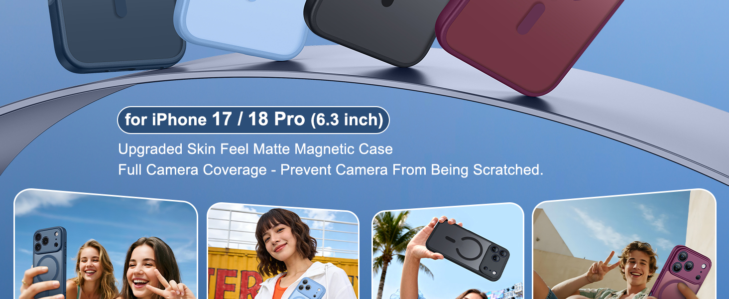 FNTCASE for iPhone 17 Pro Case: Translucent Wine Red Slim Cases Compatible with MagSafe