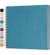 Cherrich Small Scrapbook 8x8 Inch, Linen Photo Album Mini Scrap Book, Kraft White Pages Memory Bo...