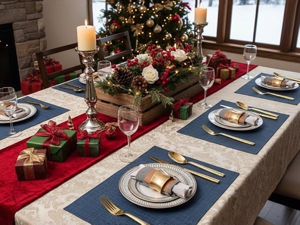 blue placemats