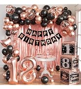 Rose Gold 18th birthday decorations for girls Women,birthday Decorations for Women Girls black an...