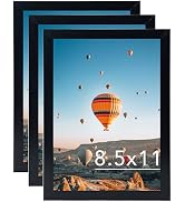 JCJMY 8.5x11 Picture Frame Set of 3 Black for Wall Hanging or Tabletop, Wall Mounting Horizontall...