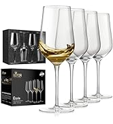 WOTOR White Wine Glasses Set of 4, Hand Blown Crystal Wine Glasses with Long Stem, 15 oz Red and ...