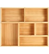 Fabsome Bathroom Drawer Organizer, Bamboo Box Bin for Junk Vanity Desk Makeup Drawer, Small Woode...
