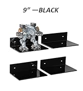 Sezanrpt 9 Inch Black Wall Shelves 4 Pack, Acrylic Wall Mounting Ledges Display, Acrylic Display ...
