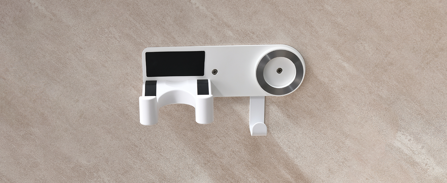 white hair dryer holder