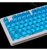 mintcaps Crystal Clear Keyboard Keycaps Transparent PC Cherry Profile Blue Keycap Set 114 Keys Sh...