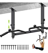 SELEWARE 24" Adjustable Ceiling Mounted Pull Up Bar - Multifunctional Chin Up Bar with Multi-Angl...