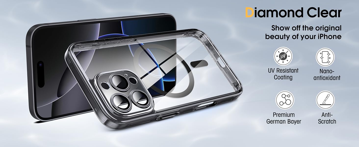 Magnetic Hybrid Clear Cover for iPhone 16 Pro Max