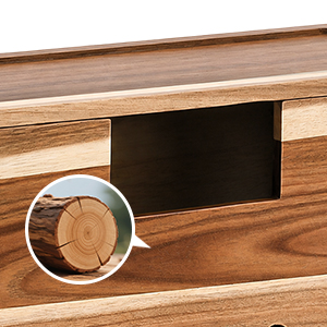 High-quality solid acacia wood texture of the durable power strip holder box.