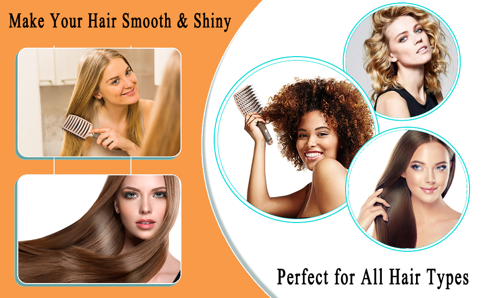 Detangling Brush Boar Bristles KTKUDY Hair Brush Detangler Brush for Women Men Kids