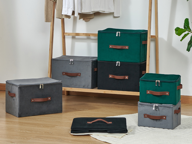 Fabric Storage Boxes with Zipper Lid