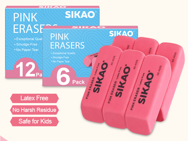 03 Sikao Pencil Erasers for Kids -403S PINK APPA+