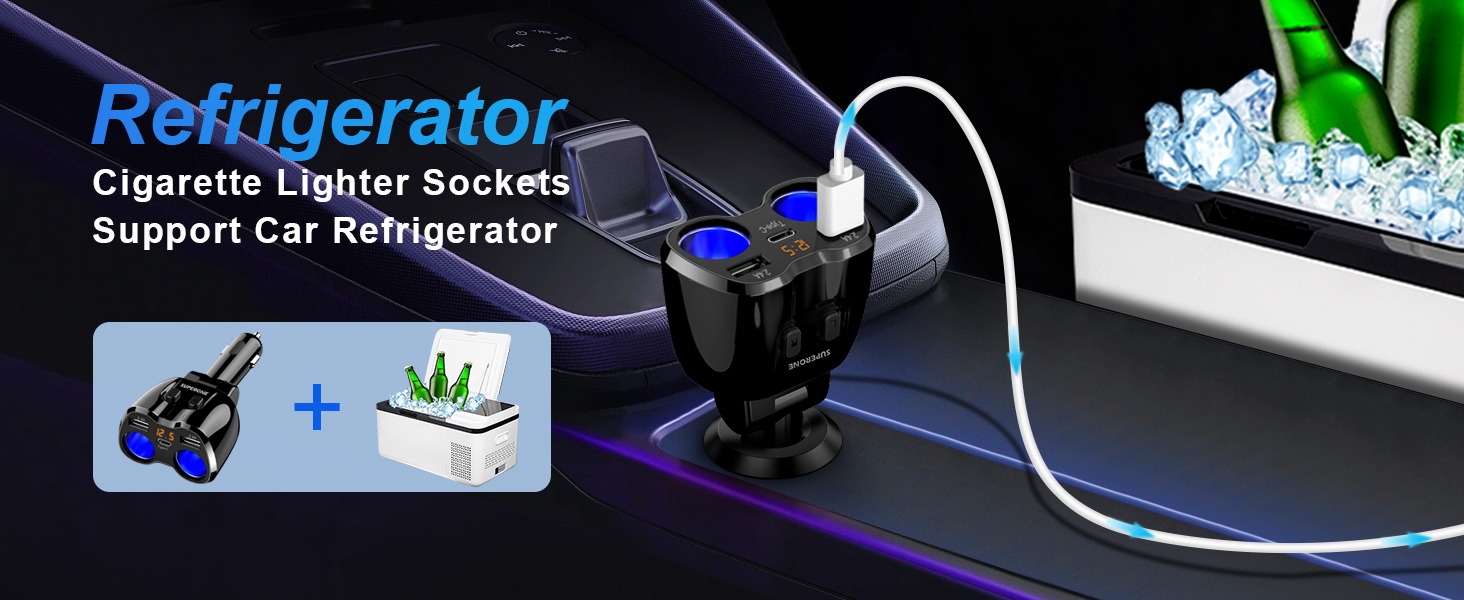 2 Socket Cigarette Lighter Splitter