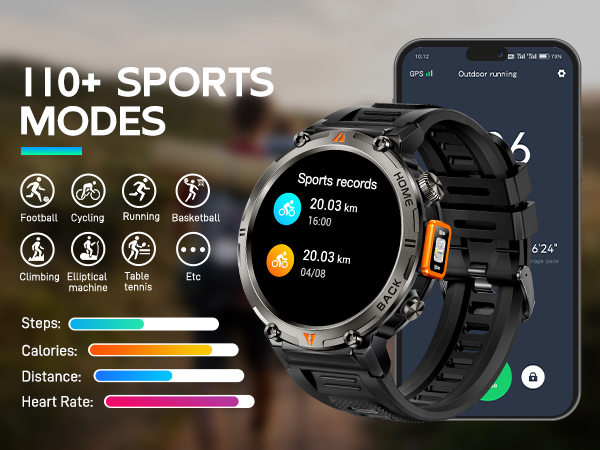 Military Smart Watches for Men 3ATM Waterproof (Built-in GPS)