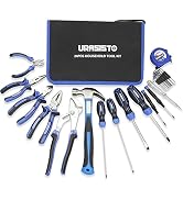 URASISTO 24-Piece Household Tool Kit for Men Repair Hand Tool Set Bag with Hammer, Screwdriver,Pl...