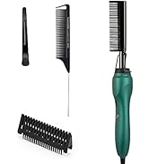 Hot Comb Hair Straightener,Electric Heat Press Comb,Anti-Scald Ceramic Hot Comb for Black Hair, B...