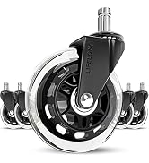 Office Chair Wheels Replacement Rubber Chair casters for Hardwood Floors and Carpet, Set of 5, He...