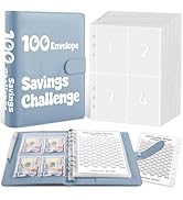 100 Envelopes Money Saving Challenge Binder, A5 Savings Challenges Book with Envelopes & Tracker,...
