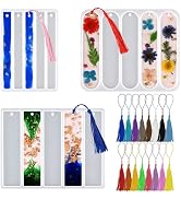 ?Actvty Bookmarks Silicone Mold, Shiny Bookmark Resin Molds with Tassels, Set of 3 Rectangle Book...