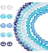 PH PandaHall 315PCS 10mm Crystal Beads, Blue Sea Faceted Glass Bead 5 Colors Rondelle Loose Beads...
