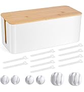 Cable Management Box - Wooden Style Cord Organizer Box to Hide Wires & Power Strips | Desk Comput...