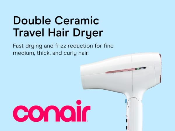 Double Ceramic Travel Hair Dryer