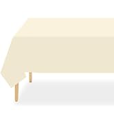 QIKSION 2 Pack Ivory Plastic Tablecloth Disposable Table Covers Milky White Table Cloths for Part...