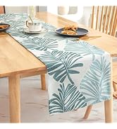 Monstera Leaf Table Runner Elegant Fabric Table Centerpiece Machine Washable Gold or Green 71"/83...