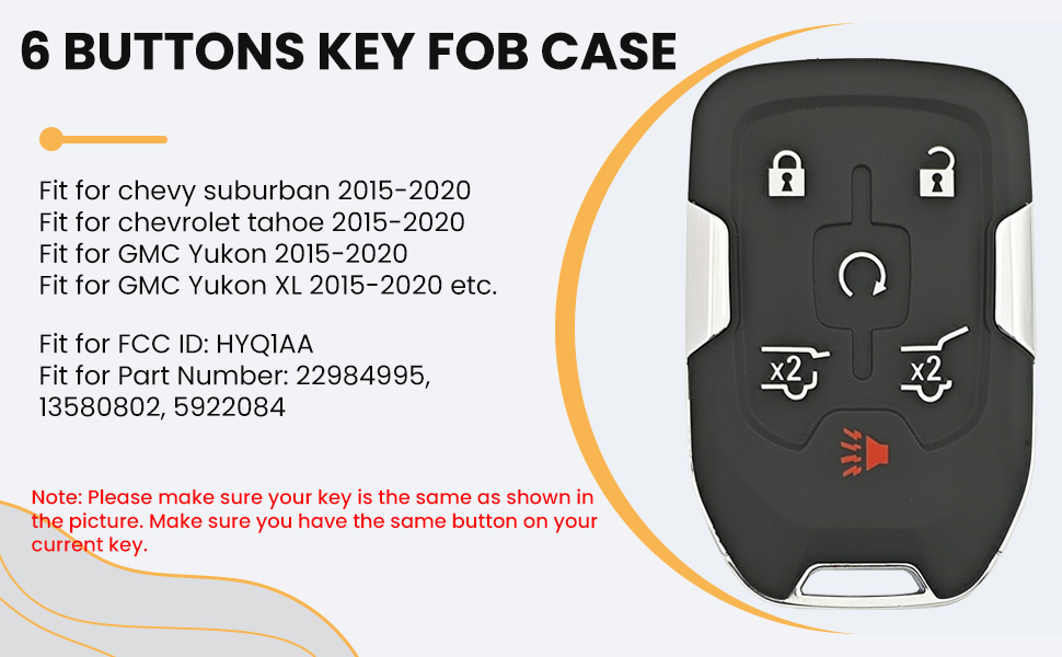 6 Buttons Replacement Key Shell for GMC for Chevy