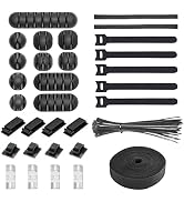 Eco-Fused Cord Organizer Kit - Wire Management - Slot Cable Holders, Self Adhesive Cable Clip Hol...