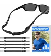No-Tail Adjustable Glasses Strap, 6 Pack – Anti-Slip Eyeglass Straps for Men, Women & Kids, Headb...