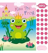 WERNNSAI Valentines Party Game - Pin The Kiss On The Frog Valentines Day Party Games Valentine Fr...
