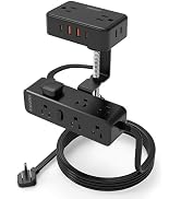 HOPOW Dual Layer Desk Clamp Power Strip, 13 Outlets 4 USB, 10FT Cord, Black | 1875/15A, Under Des...