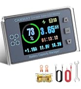 CAMWAY Shunt Battery Monitor 0-500A,8-120V,with 10FT Shielded Wire, High/Low Voltage Alarm,Power ...