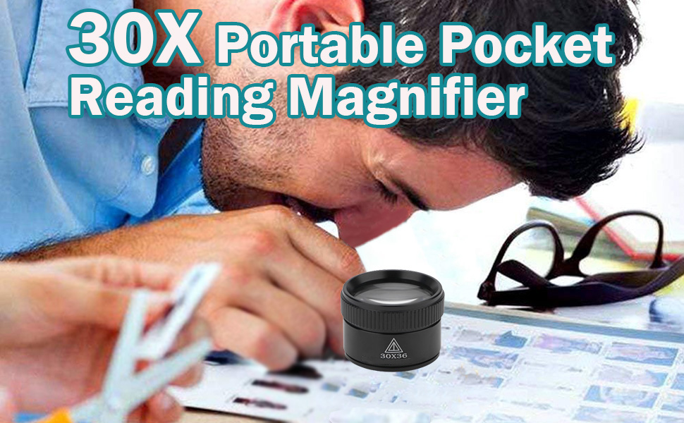 30X Portable Pocket Reading Magnifier Mini Desk Magnifier Loop Microscope Magnifying Glass Lens