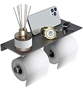 Danpoo Double Roll Toilet Paper Holder with Shelf, Wall-Mounted Bathroom Organizer