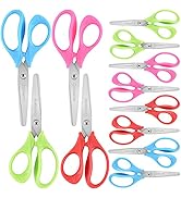 5" Kids Scissors,12 Pack Safety Children Scissors,Stainless Steel Blades Comfort-Grip Handles Sma...