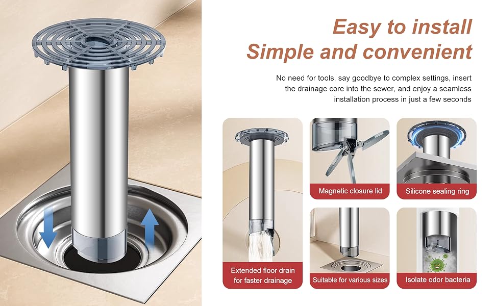 3 in1 floor drain for odor prevention, blockage prevention, and water leakage prevention