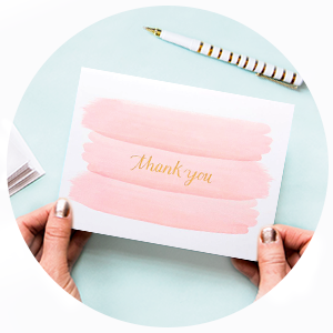 thank you, pink washy, stationery