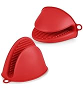 AUAUY 1 Pair Mini Silicone Oven Mitts, Heat Resistant Pot Holders Mitts, Cute Oven Pinch Grip Glo...
