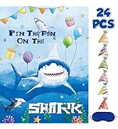 WERNNSAI Pin The Fin on The Shark Party Games - Under The Sea Birthday Decorations Shark Party Ga...