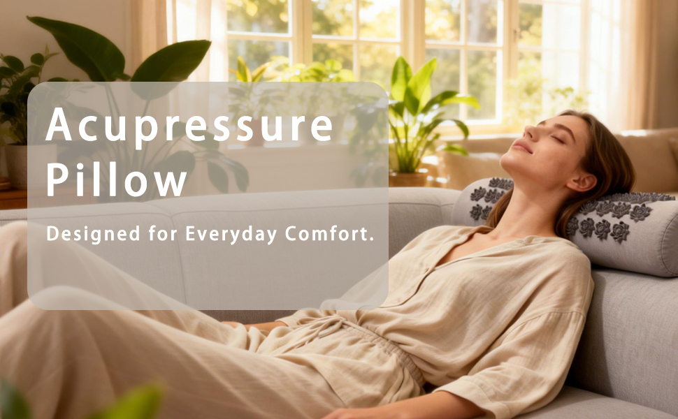 Acupressure neck pillow for neck and shoulder relaxation