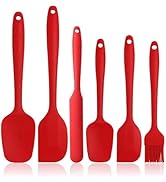 HFLYJPYW Spatulas Set of 6, Food Grade Silicone Spatulas Rubber Heat Resistant, Stainless Steel C...
