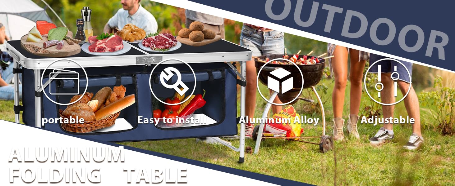 Portable / Easy to install/ Aluminum Alloy/ Adjustable Camping Folding Tables