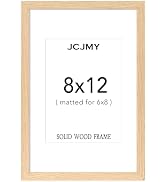 JCJMY 8x12 Picture Frame, Solid Wood Frame, Display 6x8 with Mat or 8 x 12 without Mat, Wooden 8 ...
